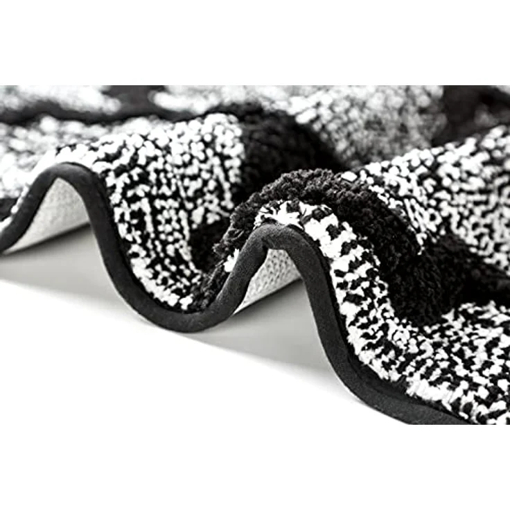 Penguin Home® Mikrofaser-Plüsch-Badematte,2er-Set,Vierpass-Design,schwarze Farbe,Rechtecke,saugfähiger,waschbarer Toilettenvorleger,2-teiliges rutschfeste Latex-Rückseite,Größe 40x60 cm und 50x80 cm – Bild 5