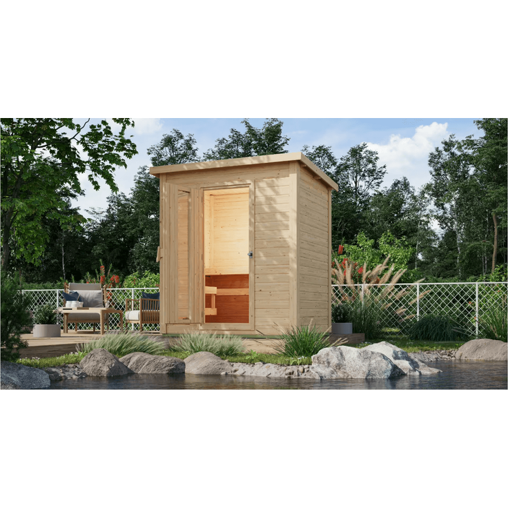 Karibu Sauna Hytti 1 naturbelassen mit 9 kW Bio-Ofen mit externer Steuerung – Bild 3