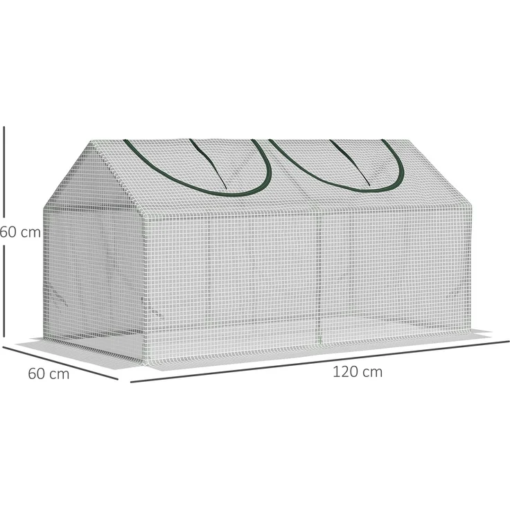 MELAYR, Gewächshaus für den Außenbereich, 120 x 60 x 60 cm, Gartengewächshaus mit 2 Rollfenstern, Weiß – Bild 5