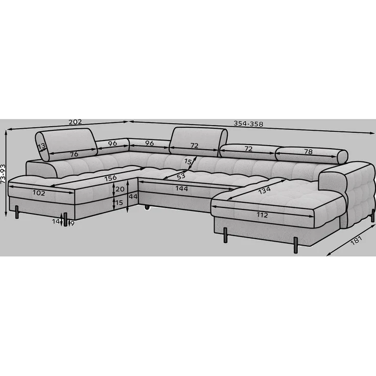 Lukas Möbel Wohnlandschaft Deisgner XXL-Sofa in U-Form Falco mit Schlaffunktion Bettkasten, mit Schlaffunktion, Bettkasten, verstellbaren Kopfsützen – Bild 4