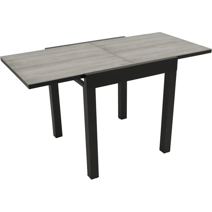 DEGAMO Gartentisch FARO 70x70cm, ausziehbar auf 140cm, Alu anthrazit, Glas Keramikoptik hellgrau