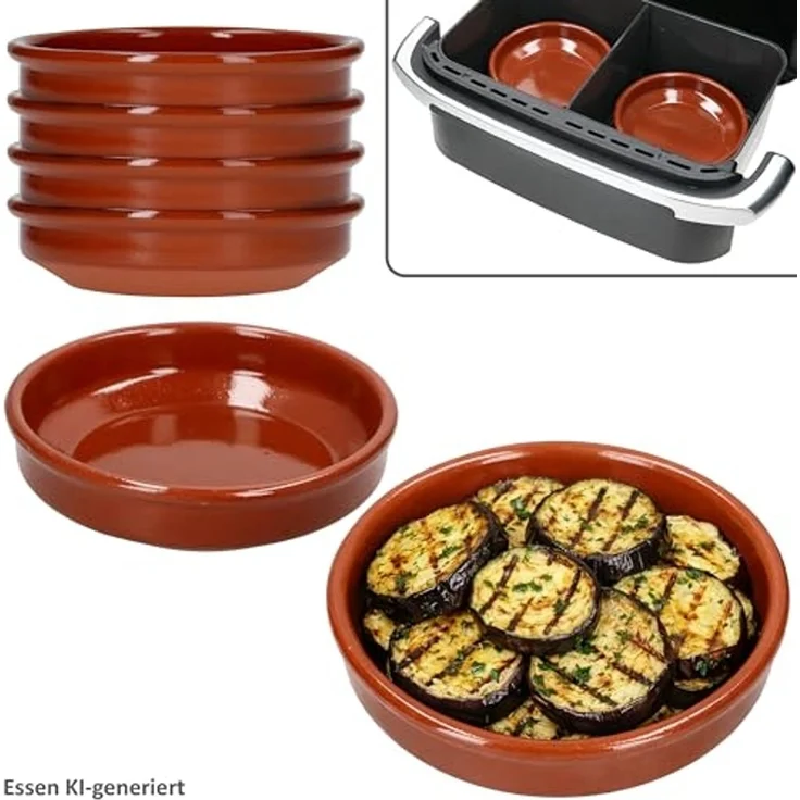 MamboCat Auflaufform MamboCat 6er Set Airfryer Tonschalen rund Ø16 cm 250ml Cazuela Tapas, Ton – Bild 2