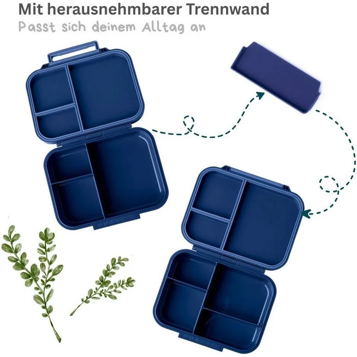 LEKKABOX Lunchbox Mini Kinder Bentobox, 3 Fächer - Brotdose Vesperdose Brotbüchse, Für feuchte Lebensmittel auslaufsicher, inkl. extra Trenner – Bild 2