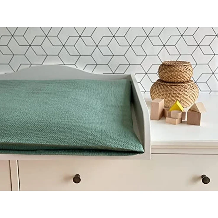 KraftKids Bezug für Wickeltischauflage Doppelkrepp Grün Jade breit 60 x tief 70 cm passend für Waschmaschinen-Aufsatz von KraftKids – Bild 2