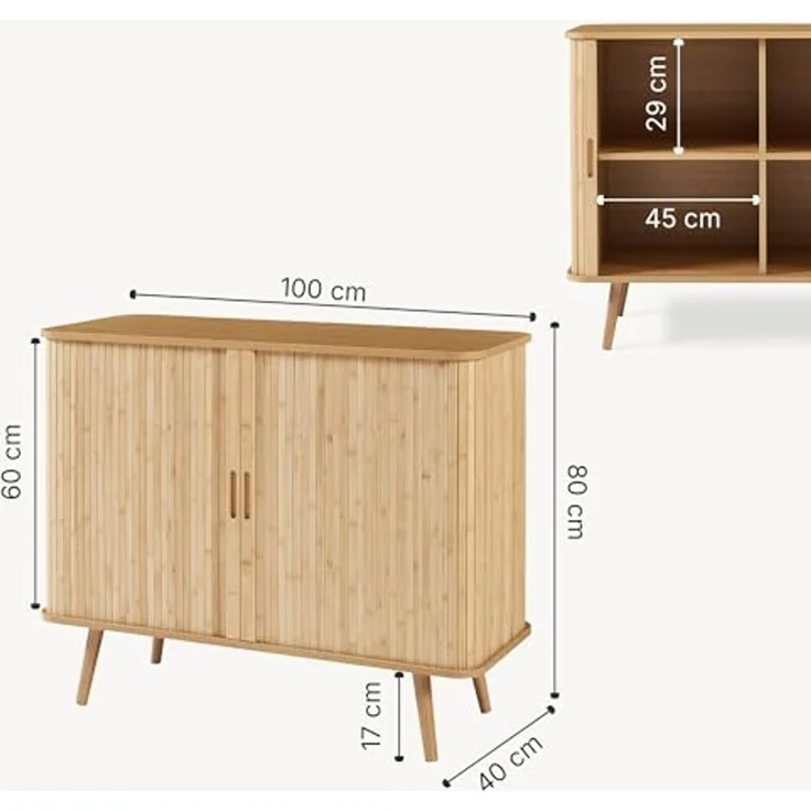 Beistellschrank Nordkapp 100 x 40 x 80 cm Bambus [en. casa] – Bild 2