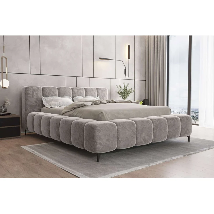 99rooms Cozy Polsterbett 160x200 cm Chenille APHRODITE Asche – Bild 5