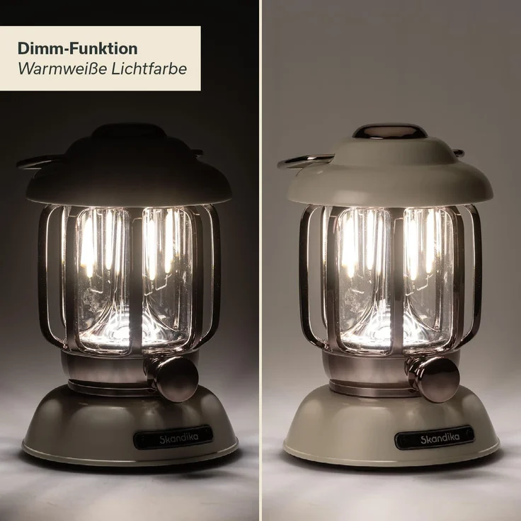Skandika LED Gartenleuchte Campinglampe Forsol, Retro-Stil, Aufladbar, Tischlampe, Campingleuchte, stufenlos dimmbar, 4400mAh Akku, tragbar, Laterne Warmweiße Lichtfarbe – Bild 2