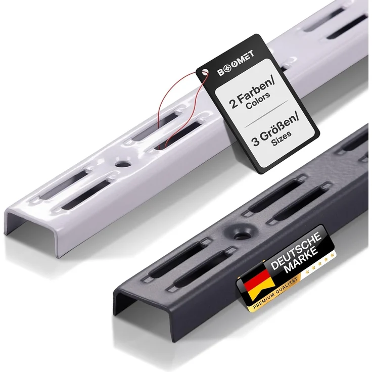 BOOMET Wandregalhalter Wandschienen für Regalsystem 2-reihig, 10-tlg, Anthrazit 50cm Regalschienen Wandregal Schiene