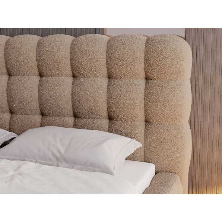 GRAINGOLD Twist Polsterbett 180x200, Doppelbett mit Bettkasten und Lattenrost, Bouclé-Stoff, Braun – Bild 6