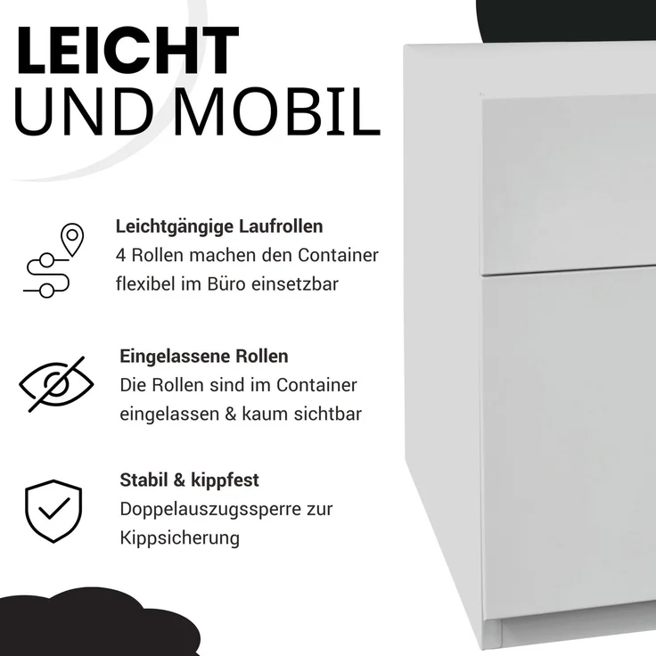 BISLEY Note Rollcontainer mit 2 Schüben aus Metall abschließbar in oxfordblau - Bürocontainer mit Universalschublade & Hängeregistratur, Container mit Schloss für Büro & Homeoffice auf Rollen, NWA59M7SF-639 – Bild 3