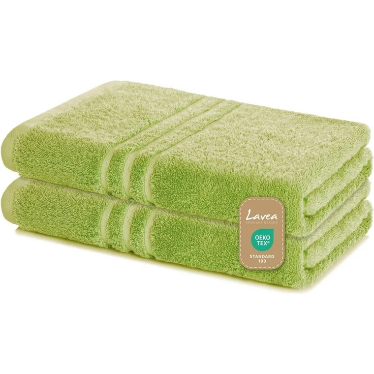 Lavea 2er Set Duschtuch 70x140 cm, Frottierserie Elena, Lindgrün – Bild 1