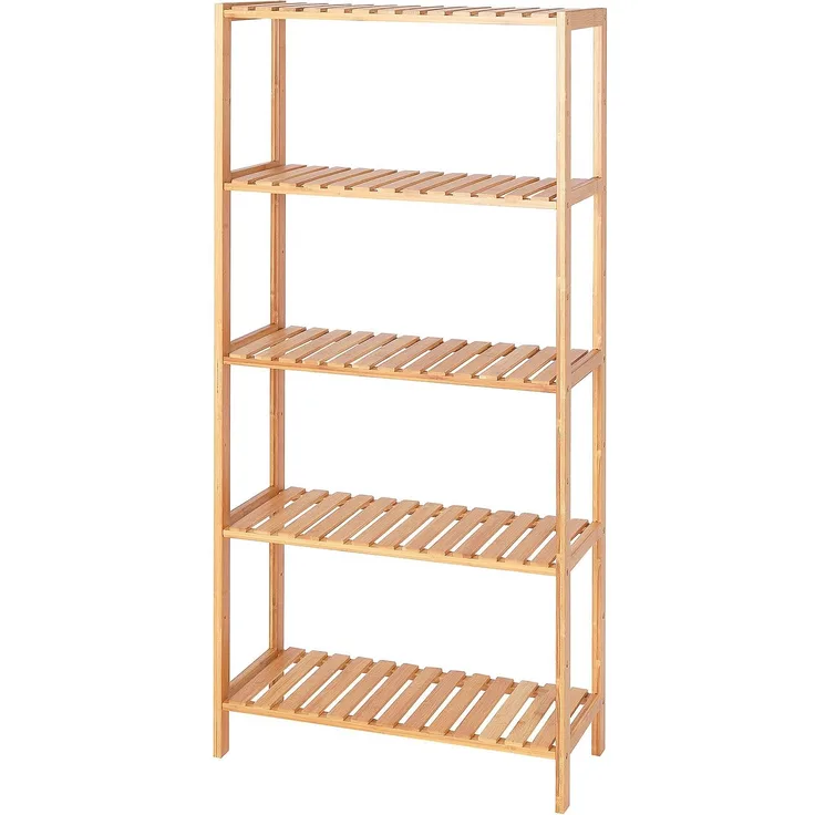dibea Bambusregal mit 5 verstellbaren Ablageflächen, 60 x 26 x 130 cm (naturfarben)