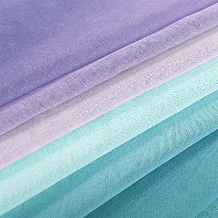 KOUFALL Violette Vorhänge für Schlafzimmer, Mädchenzimmer, Meerjungfrauen-Ombré-Optik, durchscheinende Kindervorhänge für Kinderzimmer, Baby, 2-teiliges Set, helles Lavendel und Blaugrün, 213 cm lang – Bild 7