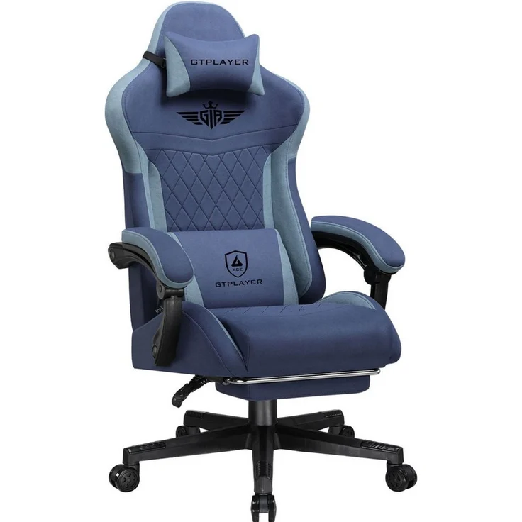 GTPLAYER Gaming-Stuhl Stoff Gaming Chair Ergonomisch Bürostuh PC Stuhl, 150kg Belastbarkeit, Schreibtischstuh mit Federsitzkissen und Fußstütze – Bild 5