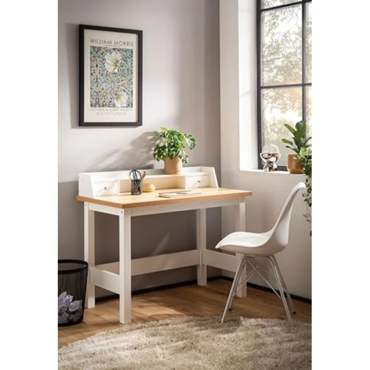 Schreibtisch 106x53x90cm Weiß mit Schublade Homeoffice Computertisch Platzsparend – Bild 4