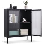 Coemo Highboard Tokio aus Metall mit Glastüren Schwarz