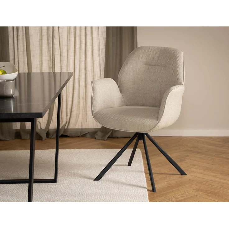 ACTONA GROUP Armlehnstuhl Sternfuß schwarz, drehbar, in Beige, Stoff - 62 x 90 x 61 cm (BxHxT) – Bild 11