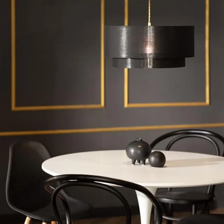 LEDKIA LIGHTING Reflect Duo Hängeleuchte, Verstellbare Länge, E27 Fassung, Schwarz, Textil – Bild 4