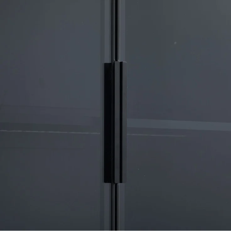 DESVIAE Vitrine mit LED-Beleuchtung und Glastüren, 80x200x30 cm, Spanplatte, Weiß/Schwarz – Bild 9