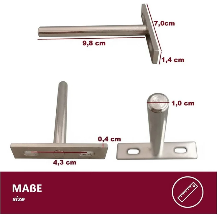 HOOZ Wandregalhalter Tablarträger 10 cm verdeckt stabil für Wand- & Bücherregal 2er Set, Fachbodenträger 2-tlg, Unsichtbare Schwerlast-Befestigung für Holz- und Schweberegale – Bild 2