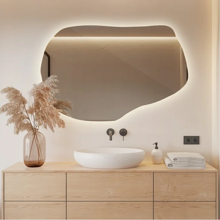 Tulup LED-Lichtspiegel Spiegel Unförmig Mit Beleuchtung Ausgefallene Spiegel Mit LED – Bild 2