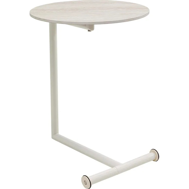 Kare Design Beistelltisch Easy Living, Greige, 46cm Durchmesser, Couchtisch, Travertinstein Optik, Stahlgestell, Modern, Rund, Wohnzimmer