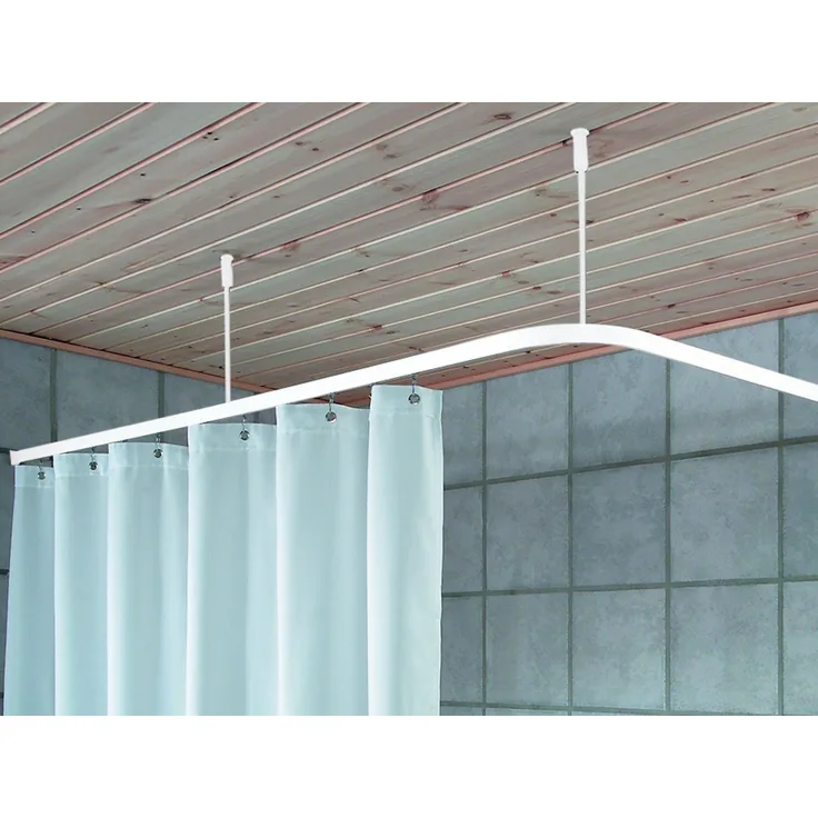 LikeKa Duschvorhangstange L-form & U-form Duschvorhangwinkelstange Vorhangschiene Duschstange, Barrierefrei, behindertengerecht Bequemes durchschieben des Vorhangs