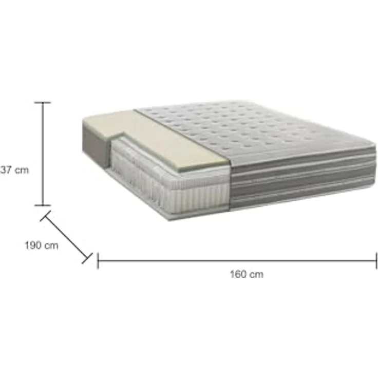Talamo Italia - Sharon-Doppelmatratze, orthopädisch aus Memory-Schaum und Taschenmikrofedern, 100 % Made in Italy, milbenhemmend und hypoallergen, 160 x 190 x 37 cm – Bild 4