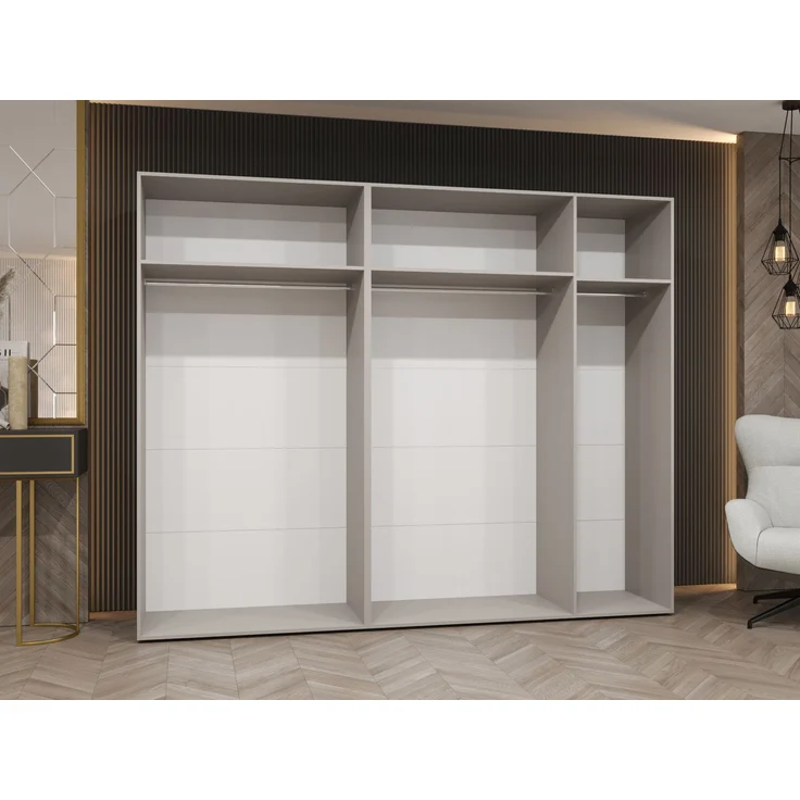 Kleiderschrank Veluna I 250 (Farbe: Weiß / Weiß + Schwarz) – Bild 3