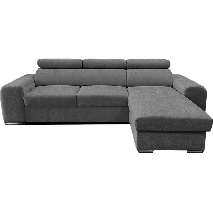 Wohnero24 - Höchste Qualität - Modernes Ecksofa PAVONE 1 - 260x183 cm – Chenille Stoff – Schlaffunktion 198x125 cm & Bettkasten - Grau – Bild 3