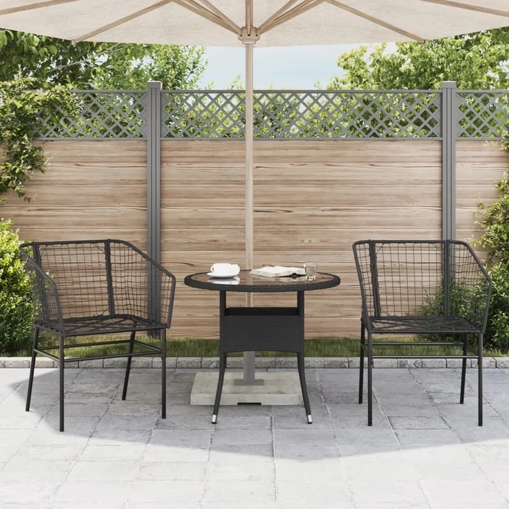 vidaXL Gartenstühle 2 Stk. Schwarz Poly Rattan 369098 – Bild 2