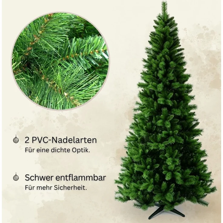 HXT 1101 SLIM 270 cm künstlicher Weihnachtsbaum inklusive Metallständer, exklusiv & hochwertig, schwer entflammbar – Bild 2