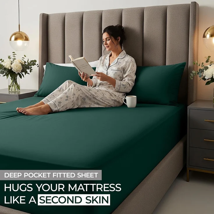 Utopia Bedding Queensize-Spannbetttuch, tiefe Taschen, extra tiefes Spannbetttuch, passend für Matratzen bis zu 53,3 cm, schrumpft und lichtbeständig, pflegeleicht, nur 1 Spannbetttuch, tiefe Tasche – Bild 8