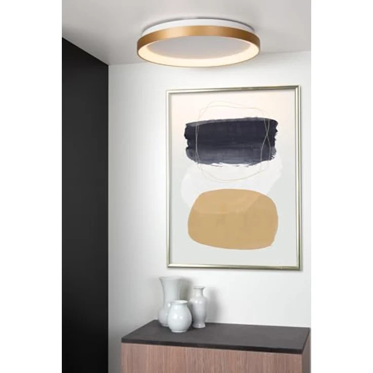 LUCIDE VIDAL Deckenleuchte Ø 48 cm, dimmbare LED 1x38W 2700K, mattes Gold/Messing, Opal – Bild 5