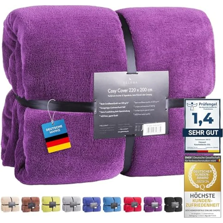 Wohndecke FELUNA Coral Fleece Kuscheldecke XXL – Superweicher Cashmere-Touch, Feluna, Tagesdecke Kaschmir-Touch 220 x 200 cm – Bild 2