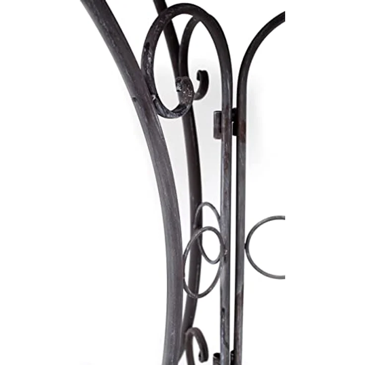 Kobolo Dekorativer Gartentisch, grauer Metalltisch mit Blumenstanzungen, 60 cm Durchmesser, Höhe 70 cm – Bild 4