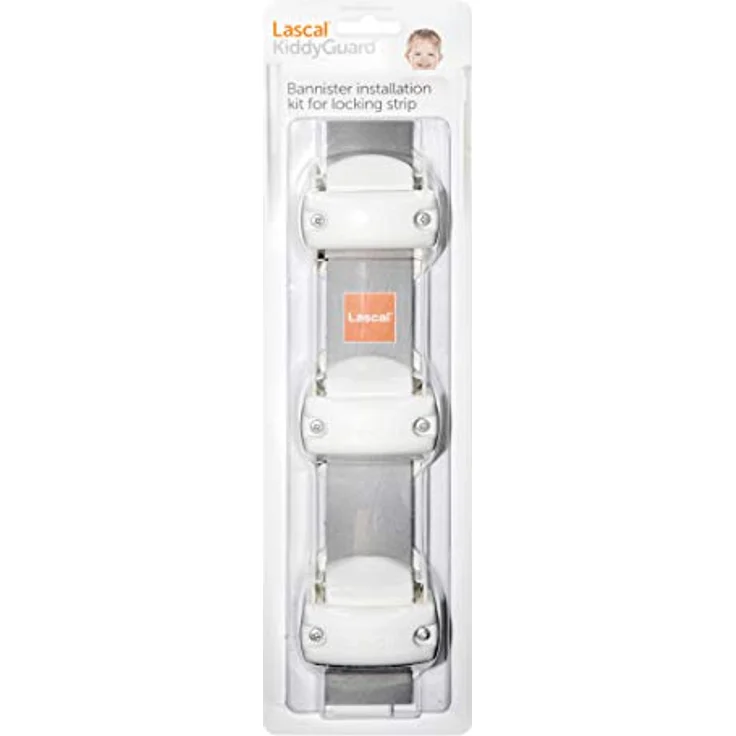 Lascal KiddyGuard Avant/Accent/Assure Rohrhalterung für Verschlussleiste, Stangenhalterung für runde oder eckige Geländer bis 50 mm Durchmesser, 3er-Set Rohrschellen, weiß – Bild 2