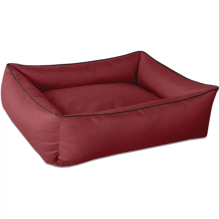 BedDog Hundebett MAX, großes Hundekörbchen aus Cordura, waschbares Hundebett mit Rand, Hundesofa vier-eckig (L) ca. 80x65x18cm, RED-WINE (rot)