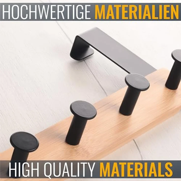 RICOO Garderobenleiste Tür Hakenleiste Hängegarderobe Türhakenleiste aus Bambus Stahl 4 Haken (1-er Set / 1 Stk. / MH029N-4, 1 St, Türgarderobe Garderobenhaken Tür Hakenleiste Platzsparende Garderobe), Garderobe ohne Bohren Kleiderhaken Tür bis max 23m... – Bild 3