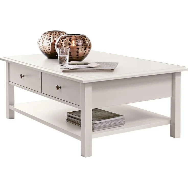 moebel-dich-auf Couchtisch KOPENHAGEN (in weiß, im Landhausstil), mit 2 Schubkästen