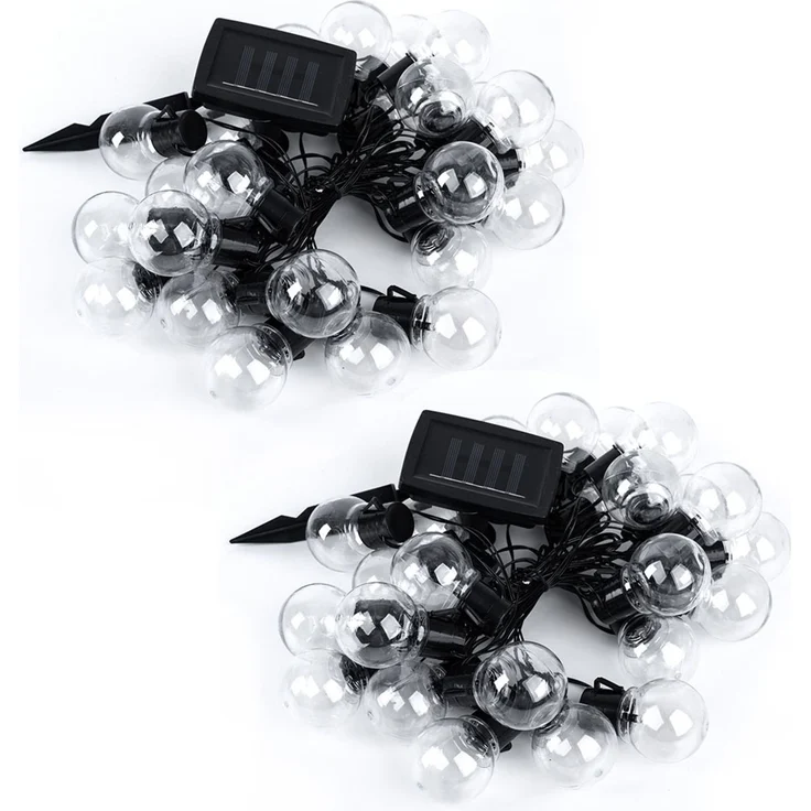 2x LED Lichterkette, Solar, Warmweiß, Schwarz, Hanfseil, L 460 cm – Bild 1