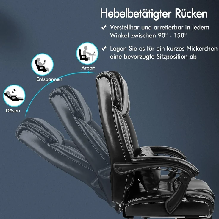 ALFORDSON Bürostuhl ergonomisch Hochlehner 150° Liegeposition Netzgewebe Rollen – Bild 5