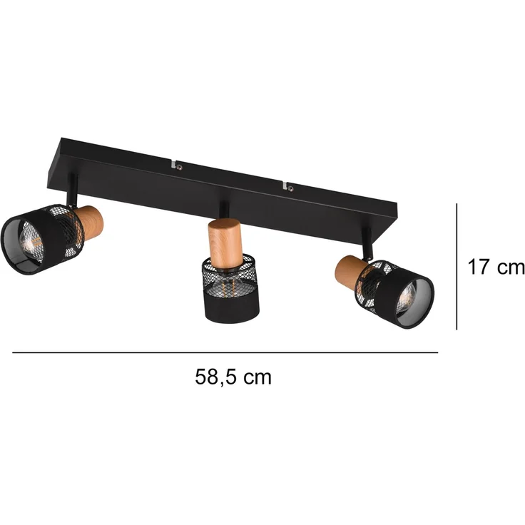 Trio Deckenstrahler 3er Spot Nandini E14 schwarz, Metall, Holz – Bild 4