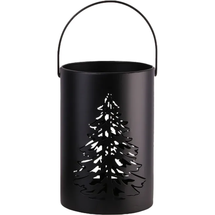 TrendLine Deko Eisen Windlicht Laterne Tannenbaum Ø18,5x12 cm schwarz