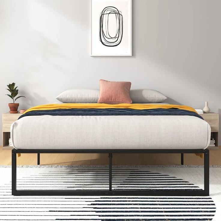 Zinus Lorelai Bett 180x200 cm – Bettrahmen Höhe 36 cm mit Stauraum unter dem Bett – Plattbettrahmen aus Metall – Schwarz – Bild 1