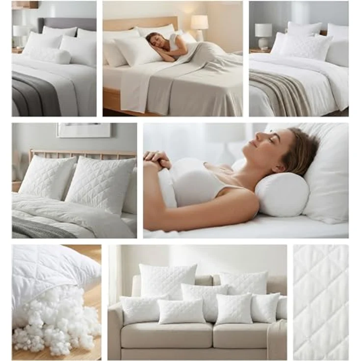 Amazinggirl Kopfkissen 80x80 cm - Kissen Allergiker Schlafkissen Polster Pillow Made in EU und Pillows for Sleeping 80x80 Bett Kissens für Schlafen Oeko-Tex Weiß – Bild 6