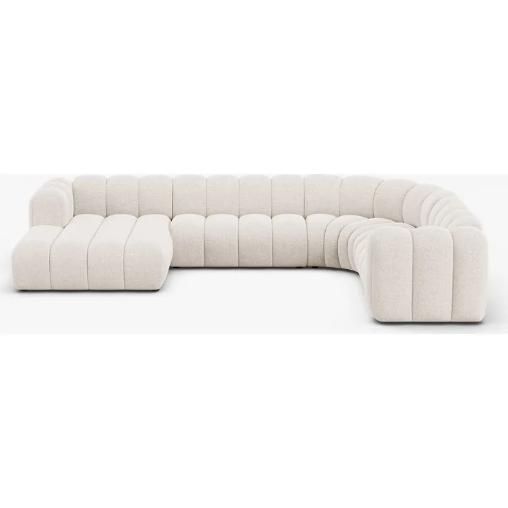 Micadoni Modulares Panorama Ecksofa Lupine 6-Sitzer Chenille Eden Helles Beige Rechts