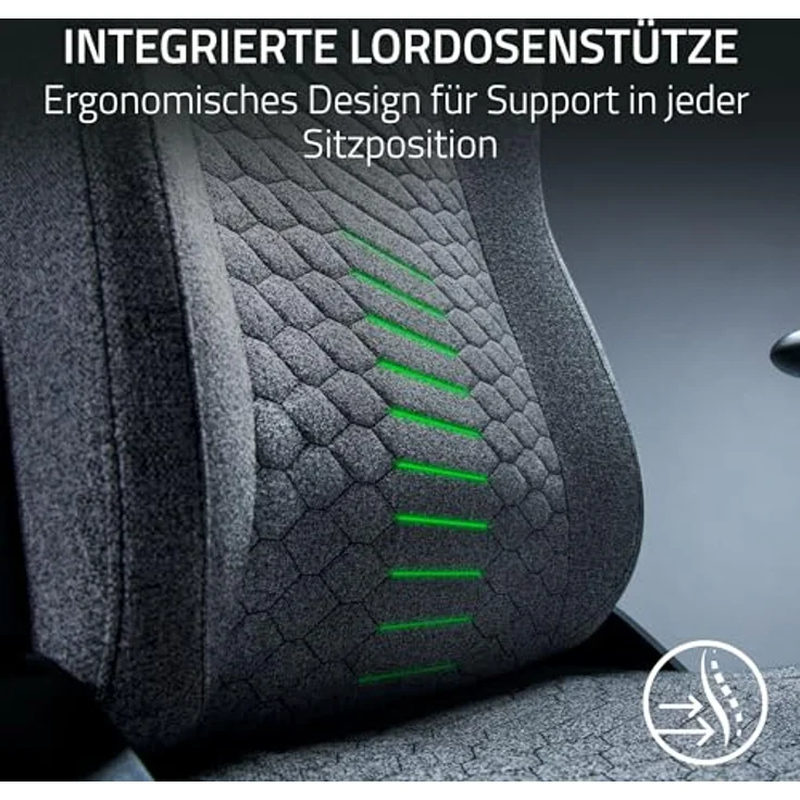 Razer Iskur V2 X Gaming-Stuhl, integrierte Lendenwirbelstütze, 2D-Armlehnen, Grau – Bild 3