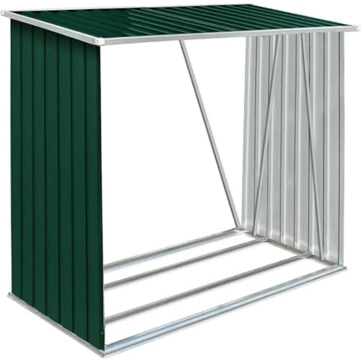 vidaXL Brennholzlager Verzinkter Stahl 163 x 83 x 154 cm Grün 47089 – Bild 1