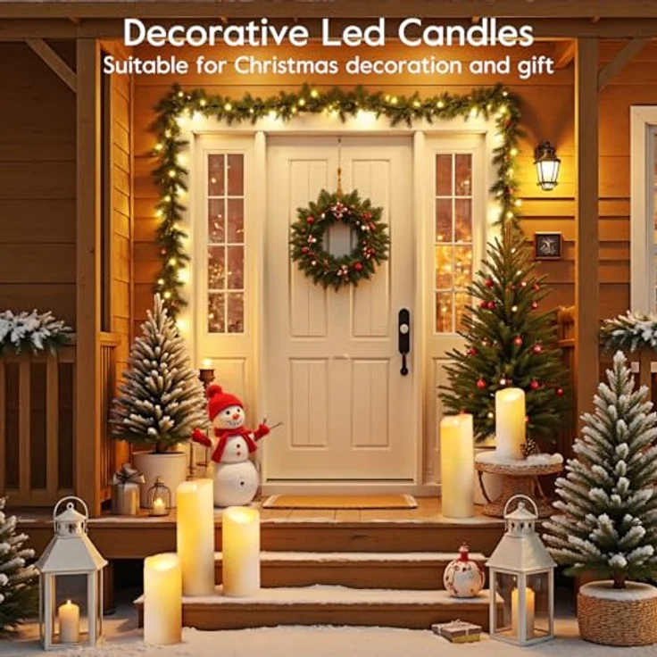 EXTSUD 31.5cm×10cm LED kerzen mit Fernbedienung Spritzwassergeschützt Led Candles mit Timer Flackernde Flamme elektrische Kerzen Batterie Outdoor Stumpenkerzen (Langlebige 500 Stunden, 1 Stück) – Bild 8